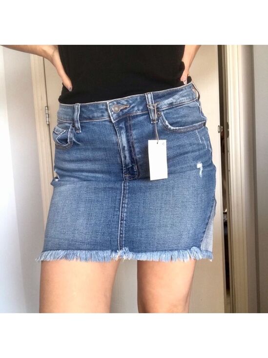 Hidden Jean Dresses & Skirts - Y2K Casual Cool Girl Hidden Jean Denim Mini Skirt Frayed Hem Trendy Street Style